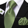 Men's Solid Color Tie Set For Sage Green Pocket Square Flower Brooch Cufflinks As Daily Wear Wedding Groom Collar Accessory Gift