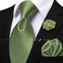Men's Solid Color Tie Set For Sage Green Pocket Square Flower Brooch Cufflinks As Daily Wear Wedding Groom Collar Accessory Gift