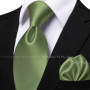 Men's Solid Color Tie Set For Sage Green Pocket Square Flower Brooch Cufflinks As Daily Wear Wedding Groom Collar Accessory Gift