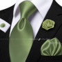 Men's Solid Color Tie Set For Sage Green Pocket Square Flower Brooch Cufflinks As Daily Wear Wedding Groom Collar Accessory Gift