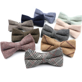 High Quality Men's Wool Cotton Adjustable Bow Tie Cravats Wedding Business Butterfly Solid Plaid Bowtie Clothing Accessories