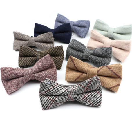 High Quality Men's Wool Cotton Adjustable Bow Tie Cravats Wedding Business Butterfly Solid Plaid Bowtie Clothing Accessories