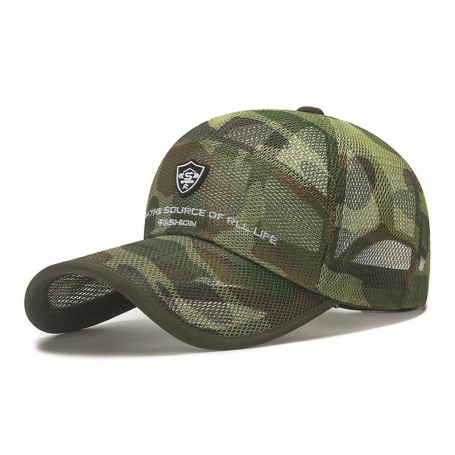 2023 Camouflage Summer Baseball Cap For Men Full Mesh Big Brim Snapback Hat Fashion Adjustable Lettter Embroidery Fishing Cap