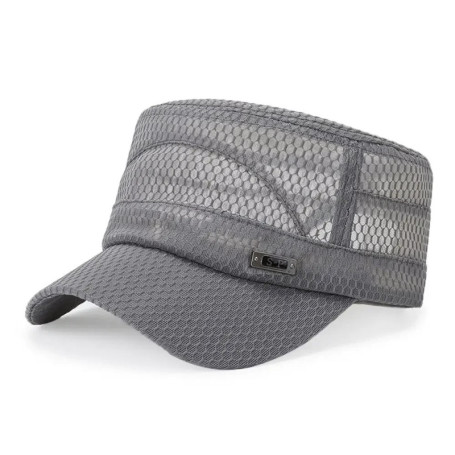Vintage Mesh Hats For Men Summer Flat Top Cadet Hat Adjustable Outdoor Cap Quick Dry Breathable Sunscreen Cap