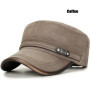 Leather Brim Washed Distressed Cotton Adjustable Military School Flat Cap Sun Hat Trucker Caps Dad Hats