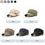 Leather Brim Washed Distressed Cotton Adjustable Military School Flat Cap Sun Hat Trucker Caps Dad Hats