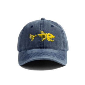 Fishbone Baseball Cap Summer Distressed Dad Hats Men Outdoor Fishing Skeleton Fish Bone Caps MZ-496