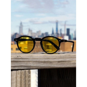 Retro Fashion Sunglasses for Men Women Vintage Small Round Frame Sun Glasses Yellow Lens UV400 Goggles Shades Eyewear