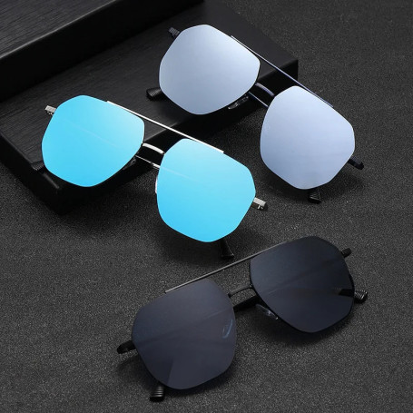 Metal Frame Sunglasses For Men High Definition Unisex Sunglasses Fishing Sunscreen Uv400 Summer Glasses Mirror Lenses Goggle