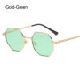 Luxury Retro Polygon Sun Glasses Square Sunglasses for Men Women Fashion Metal Frame Glasses UV Protection Vintage Metal Shades