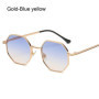 Luxury Retro Polygon Sun Glasses Square Sunglasses for Men Women Fashion Metal Frame Glasses UV Protection Vintage Metal Shades