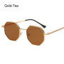 Luxury Retro Polygon Sun Glasses Square Sunglasses for Men Women Fashion Metal Frame Glasses UV Protection Vintage Metal Shades