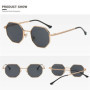 Luxury Retro Polygon Sun Glasses Square Sunglasses for Men Women Fashion Metal Frame Glasses UV Protection Vintage Metal Shades