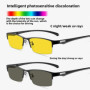 Metal Half-frame Photochromic Night Vision Myopia Glasses Day & Night Dual-Use Anti-Glare UV Protection Driver's Glasses