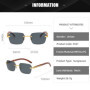 Trendy Rimless Sunglasses for Men Women Frameless Rectangle Wood Frame Sun Glasses Retro Shades Summer Traveling Eyewear UV400