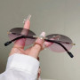 Rimless Oval Sunglasses Fashion Gradient Decor Shades Men Women 2026 Trendy Vintage Brand Design Casual Sun Glasses