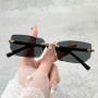 Fashion Rimless Rectangle Sunglasses FOR Women Men Shades Small Square Sun Glasses For Female male Summer Traveling Goggles