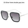 Sun Glasses Fashion Square frame Tony Stark Style Women Sunglasses Men Square Brand Design Sun Glasses Oculos Retro Male Iron