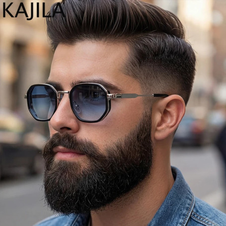 Vintage Square Punk Sunglasses Men 2026 Luxury Designer Retro Steampunk Octagon Metal Frame Sun Glasses for Male Driving Shades