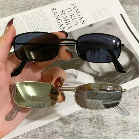Fashion Retro Metal Frame Colorful Lens Sunglasses Vintage Rectangle Sun Glasses Men Women UV400 Eyeglasses Очки Солнцезащитные