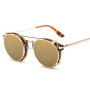Retro Steampunk Round Clip On Sunglasses Men Women Double Layer Removable Lenses Detachable Shades Clear Hollow Legs Glasses