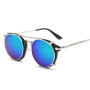 Retro Steampunk Round Clip On Sunglasses Men Women Double Layer Removable Lenses Detachable Shades Clear Hollow Legs Glasses