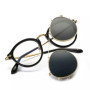 Retro Steampunk Round Clip On Sunglasses Men Women Double Layer Removable Lenses Detachable Shades Clear Hollow Legs Glasses
