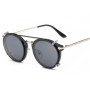 Retro Steampunk Round Clip On Sunglasses Men Women Double Layer Removable Lenses Detachable Shades Clear Hollow Legs Glasses