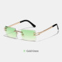 Ruiao Y2K Rimless Square Sunglasses Unisex Diamond Cut Lens Small Frame Retro Fashion UV400 Shades Street Style Eyewear 2026 New