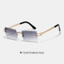 Ruiao Y2K Rimless Square Sunglasses Unisex Diamond Cut Lens Small Frame Retro Fashion UV400 Shades Street Style Eyewear 2026 New