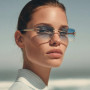 Ruiao Y2K Rimless Square Sunglasses Unisex Diamond Cut Lens Small Frame Retro Fashion UV400 Shades Street Style Eyewear 2026 New