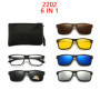 6 In 1 Spectacle Frame Men Women With 5 PCS Clip On Polarized Sunglasses Magnetic Glasses Male Computer Optical 2201