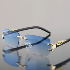 1 Pc Fashionable Women Men Sunglasses Frameless Rectangular Personalized Sunglasses for Daily Life Vintage Sun Glasses For male
