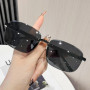 Luxury Rimless Square Sunglasses Men Business Ultralight Driving Goggles Sun Glasses UV400 Protection Classic Outdoor Male Shade