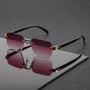Rimless Sunglasses Rectangle Fashion Popular Women Men Shades Small Square Sun Glasses for Female Male Summer Traveling Oculos