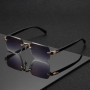 Rimless Sunglasses Rectangle Fashion Popular Women Men Shades Small Square Sun Glasses for Female Male Summer Traveling Oculos