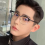 Fashion unisex square Plain glasses for men women Metal frame glasses polygon eyeglasses Gentle Black anti blue light glasses
