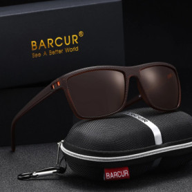 BARCUR Brand Classic Men Sunglasses Comfort Durable PC Rectangular Frame TAC Lens Versatile Age Polarized Sunglasses