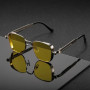 Vintage Steampunk Square Sunglasses Men Driving Sunglasses Metal Frame with Spring Hinges Women Eyepiece Trendy Driver Glasses