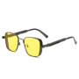 Vintage Steampunk Square Sunglasses Men Driving Sunglasses Metal Frame with Spring Hinges Women Eyepiece Trendy Driver Glasses