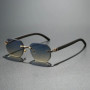 Trendy Rimless Sunglasses for Men Women Frameless Rectangle Wood Frame Sun Glasses Retro Shades Summer Traveling Eyewear UV400