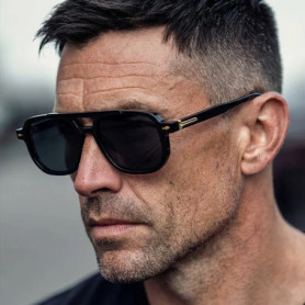 Vintage Double Bridges Men Square Sunglasses Fashion Clear Ocean Lens Eyewear Women Trending Rivets Sun Glasses UV400