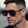 Vintage Double Bridges Men Square Sunglasses Fashion Clear Ocean Lens Eyewear Women Trending Rivets Sun Glasses UV400