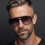 Vintage Double Bridges Men Square Sunglasses Fashion Clear Ocean Lens Eyewear Women Trending Rivets Sun Glasses UV400