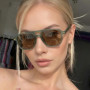 Vintage Double Bridges Men Square Sunglasses Fashion Clear Ocean Lens Eyewear Women Trending Rivets Sun Glasses UV400