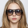 Vintage Double Bridges Men Square Sunglasses Fashion Clear Ocean Lens Eyewear Women Trending Rivets Sun Glasses UV400