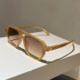 Vintage Double Bridges Men Square Sunglasses Fashion Clear Ocean Lens Eyewear Women Trending Rivets Sun Glasses UV400