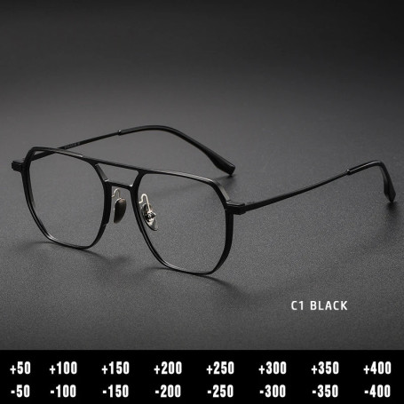 O-Q CLUB Large Frame Aluminum Frame Titanium Business Anti-Blue Light Reading Glasses Men Ladies Customizable Prescription Women