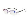 2024 Men Rimless Reading Glasses Anti Blue Light Bifocal Far Near Magnification Eyewear Presbyopic Glasses +100+200+300