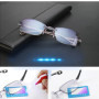 2024 Men Rimless Reading Glasses Anti Blue Light Bifocal Far Near Magnification Eyewear Presbyopic Glasses +100+200+300